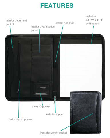 DuraHyde Zippered Padfolio
