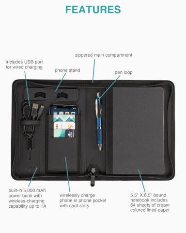 Stockton 5000 mAh Wireless Charging Journal