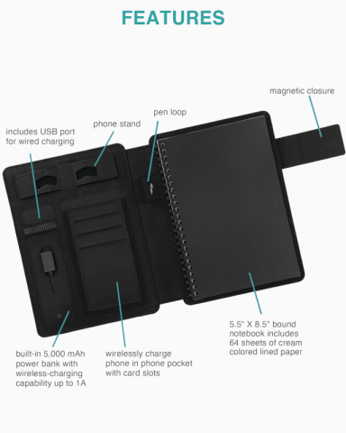 Titus 5000 mAh Wireless Charging Journal