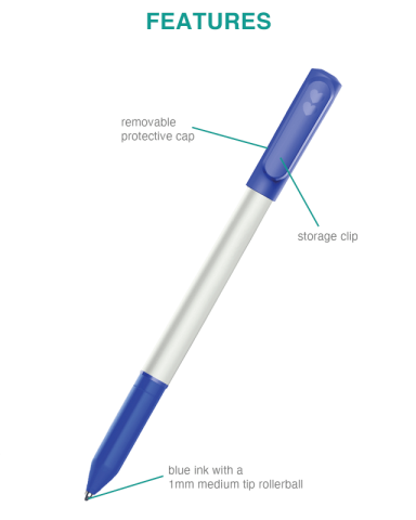 Write Bros Stick Pen White Barrel - Blue Ink by Paper Mate®