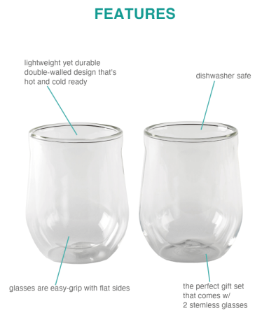 12 oz. Stemless Glass Set (2) by CORKCICLE®