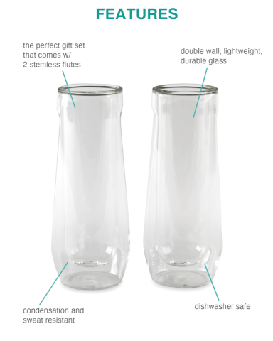 7 oz. Flute Glass Set (2) by CORKCICLE®