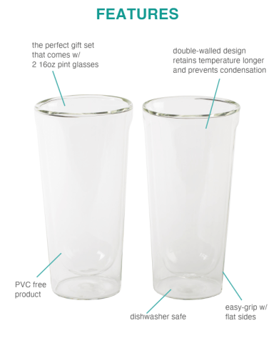 16 oz. Pint Glass Set (2) by CORKCICLE®