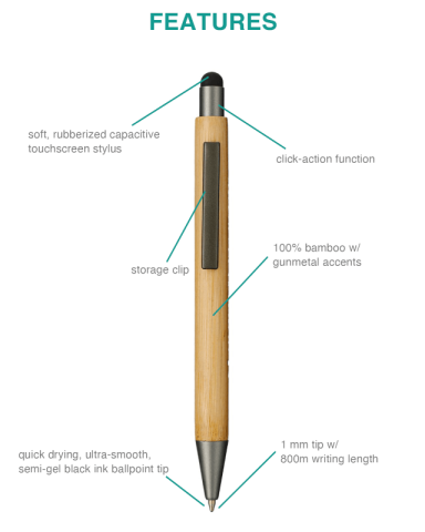 Bamboo Quick-Dry Gel Ballpoint Stylus