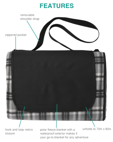 Extra Large Plaid Picnic Blanket Tote