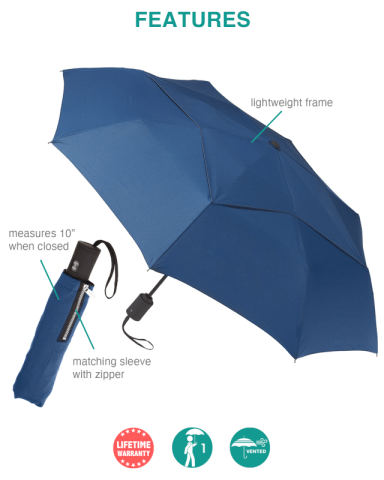 43 Inch Arc Vented Executive Umbrella by Peerless®