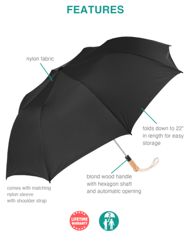58 Inch Arc Golf Size Folding Umbrella by Peerless®