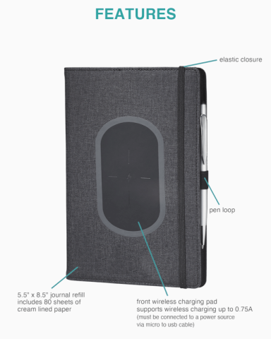 5.5 in x 8.5 in Walton Wireless Charging by JournalBook®