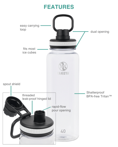 40 oz. Tritan Water Bottle w/ Spout Lid by Takeya®