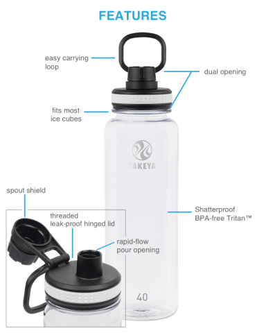 40 oz. Tritan Water Bottle w/ Spout Lid by Takeya®