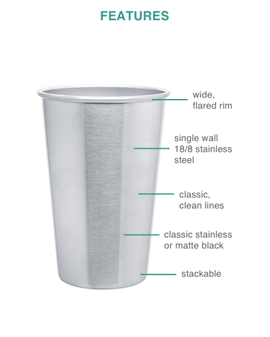 16 oz. Stainless Steel Pint Glass - Powder