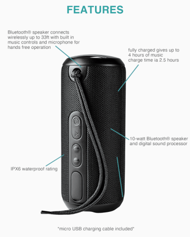 Rugged Fabric Outdoor Waterproof Bluetooth Speaker