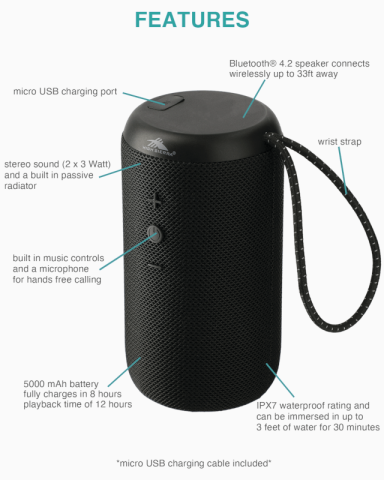 Kodiak IPX7 Outdoor Portable Speaker by High Sierra®