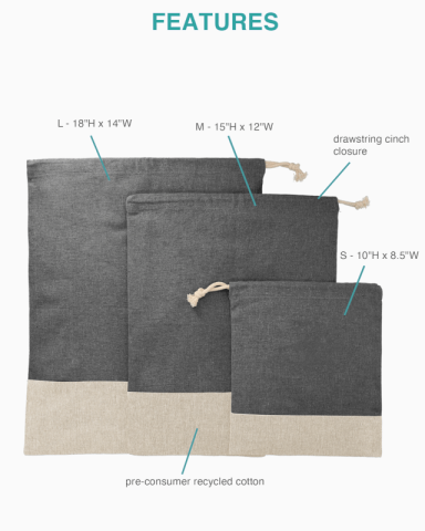 Split Recycled 3pc Travel Pouch Set