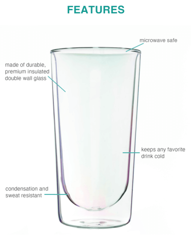 18 oz. Double Wall Insulated Iridescent Highball Glass by Asobu®
