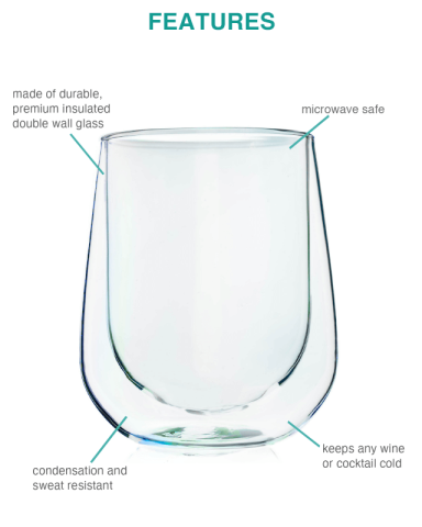 12 oz. Double Wall Iridescent Stemless Wine Glass by Asobu®