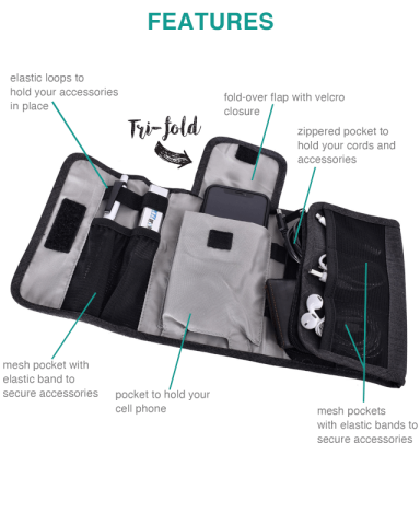 Folding Electronics Tech Organizer