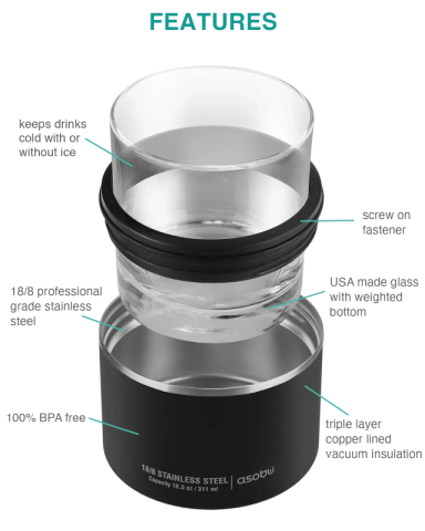 10.5 oz. Stainless Insulated On the Rocks Cooler by Asobu®