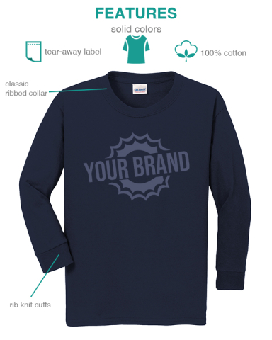 Youth Heavy Cotton™ 100% Cotton Long Sleeve T-Shirt by Gildan®