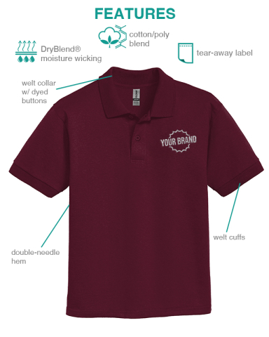 Youth DryBlend® 6-Ounce Jersey Knit Sport Shirt by Gildan®
