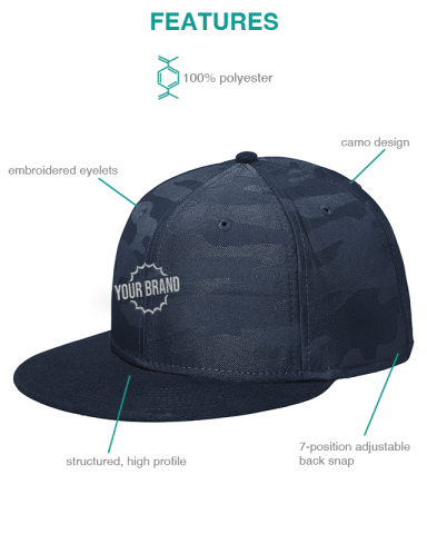 Camo Flat Bill Snapback Cap by New Era®