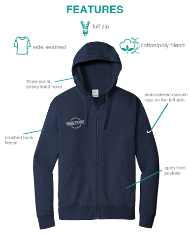 Club Fleece Sleeve Swoosh Full-Zip Hoodie by Nike