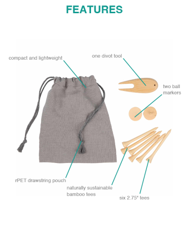 Bamboo Golf Tee Set with Recycled Pouch