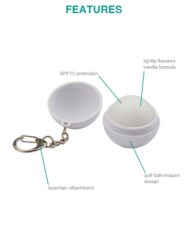 SPF 15 Golf Ball Lip Balm Keychain