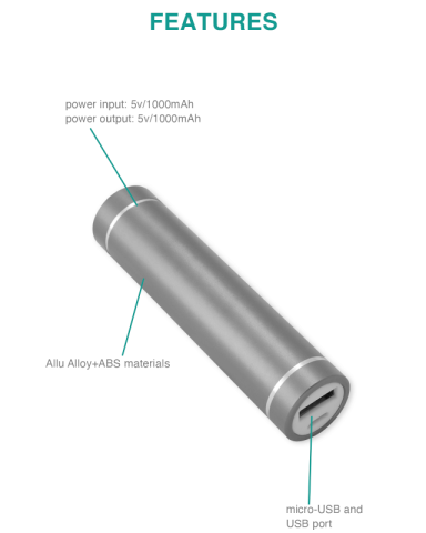 Edgewater Classic Cylinder 2200mAh Power Bank