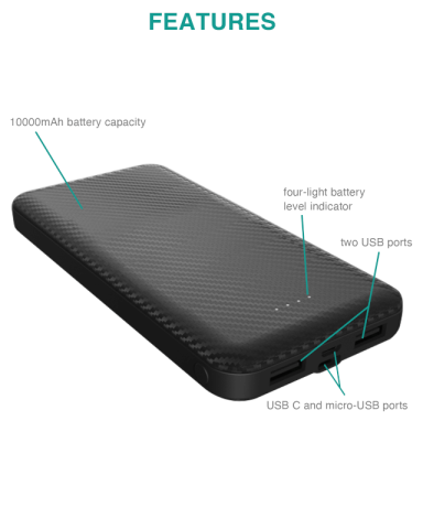 The Hegewisch Carbon Fiber 10000mAh Power Bank