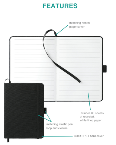 5 x 7 inch Recycled PET Bound Notebook