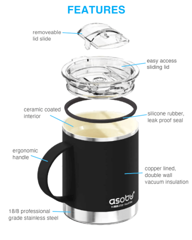 12 oz. Vacuum Insulated Stainless Ceramic Lined Ultimate Mug by Asobu®