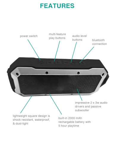 McClurg Outdoor Waterproof Bluetooth Speaker