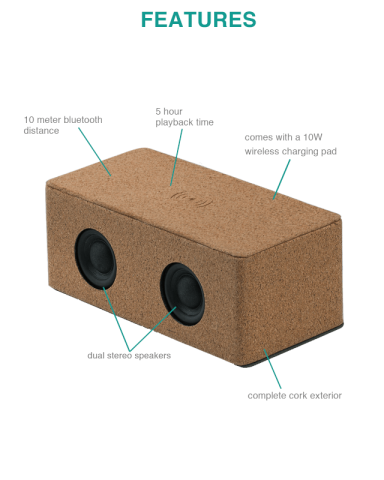 Milling Cork Eco-Friendly Speaker and Wireless Charger