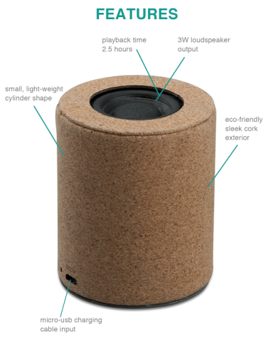 Syrah Cork Eco-Friendly Mini Portable Speaker