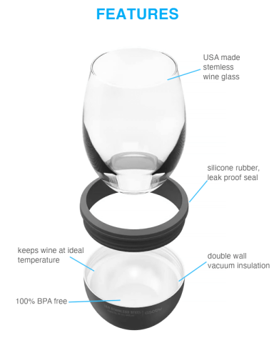 15 oz. Stainless Insulated Wine Cooler by Asobu®