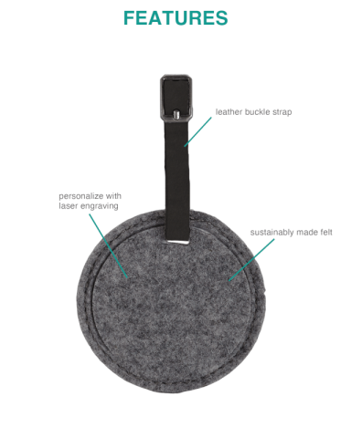 Juniper Recycled Felt Round Luggage Tag