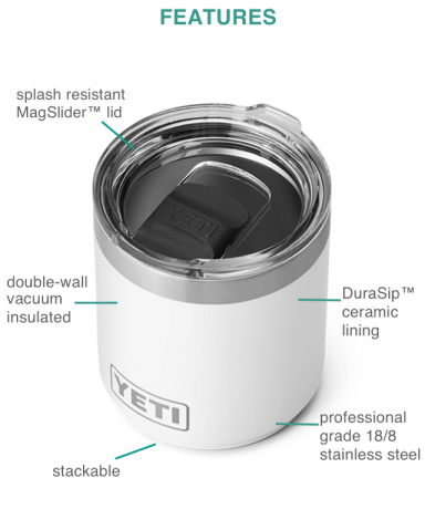 10 oz. Rambler Stackable Lowball Tumbler with DuraSip™ Ceramic Lining by YETI®