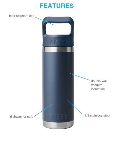 18 oz. Rambler® Water Bottle with Color-Matched Straw Cap by YETI®